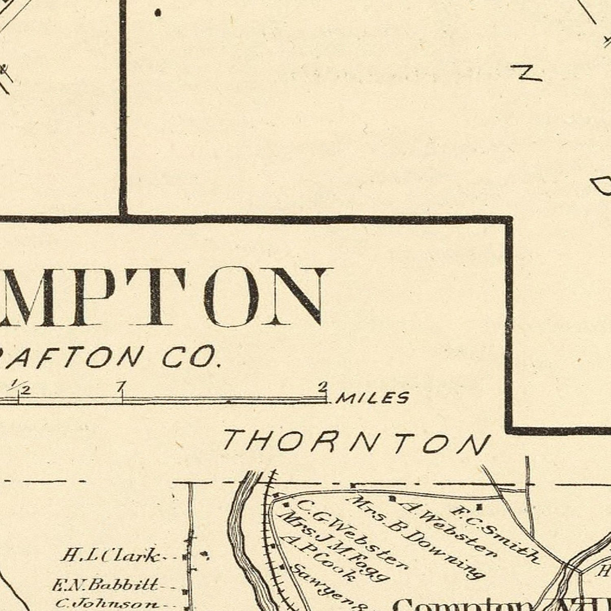 Restored historic details from the 1892 city map of Campton, New Hampshire