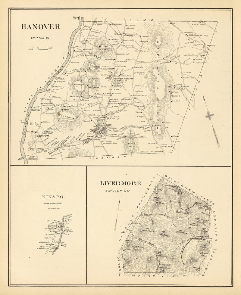 Size comparison using Vintage Map of Hanover, New Hampshire 1892