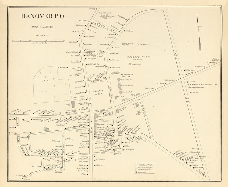 Size comparison using Vintage Map of Hanover, New Hampshire 1892
