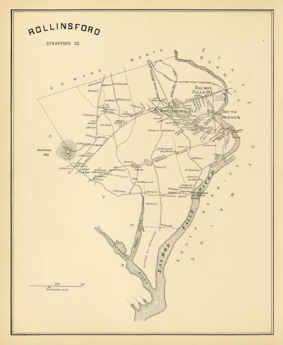 Preview of Vintage Map of Rollinsford, New Hampshire 1892
