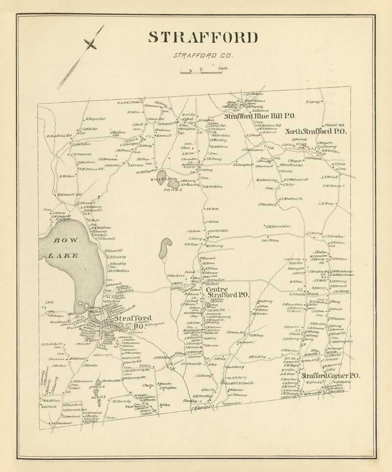 Size comparison using Vintage Map of Strafford, New Hampshire 1892