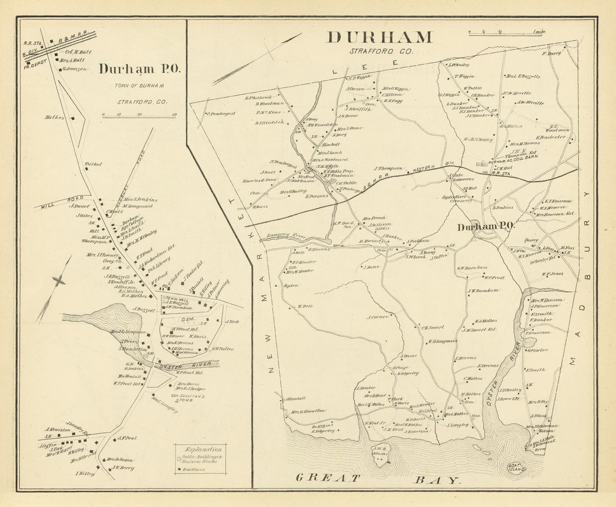 Preview of Vintage Map of Durham, New Hampshire 1892