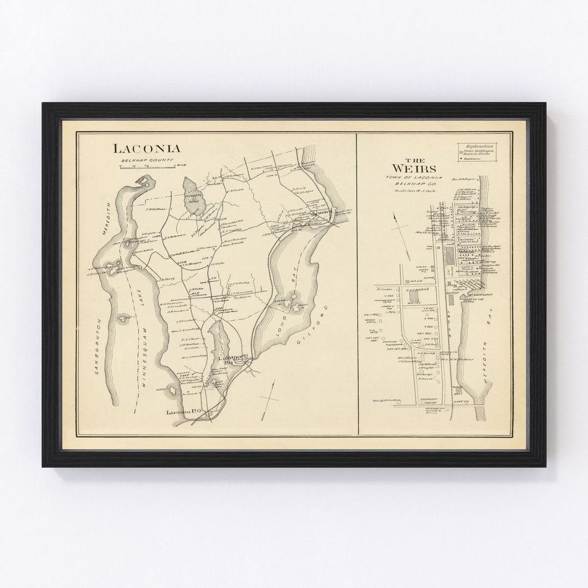 Laconia Vintage Map 1892