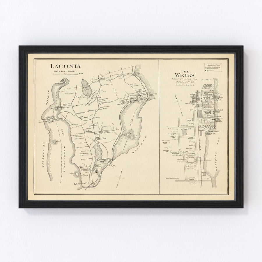 Laconia Vintage Map 1892