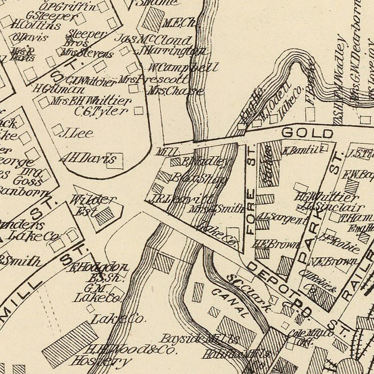 Restored historic details from the 1892 city map of Lakeport, New Hampshire