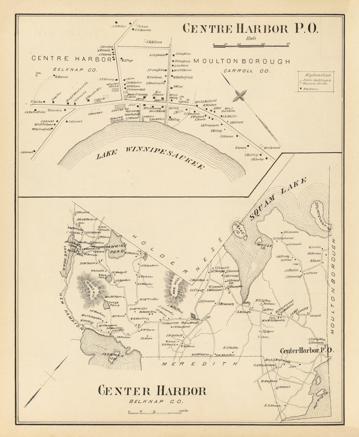 Preview of Vintage Map of Center Harbor, New Hampshire 1892
