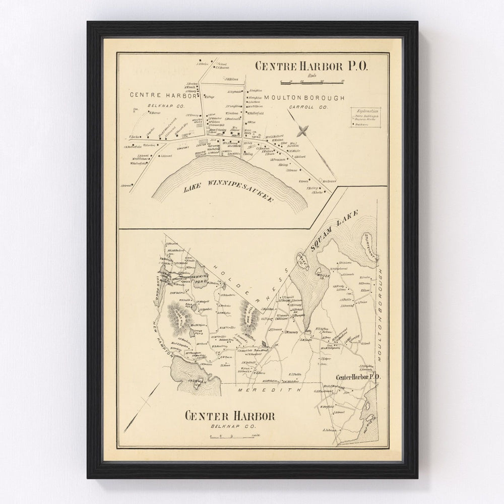 Center Harbor Vintage Map 1892