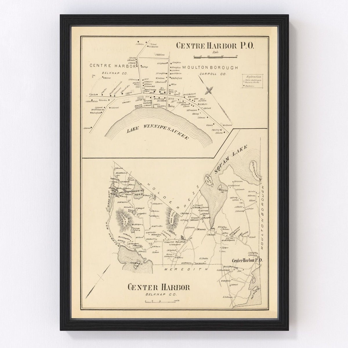 Center Harbor Vintage Map 1892