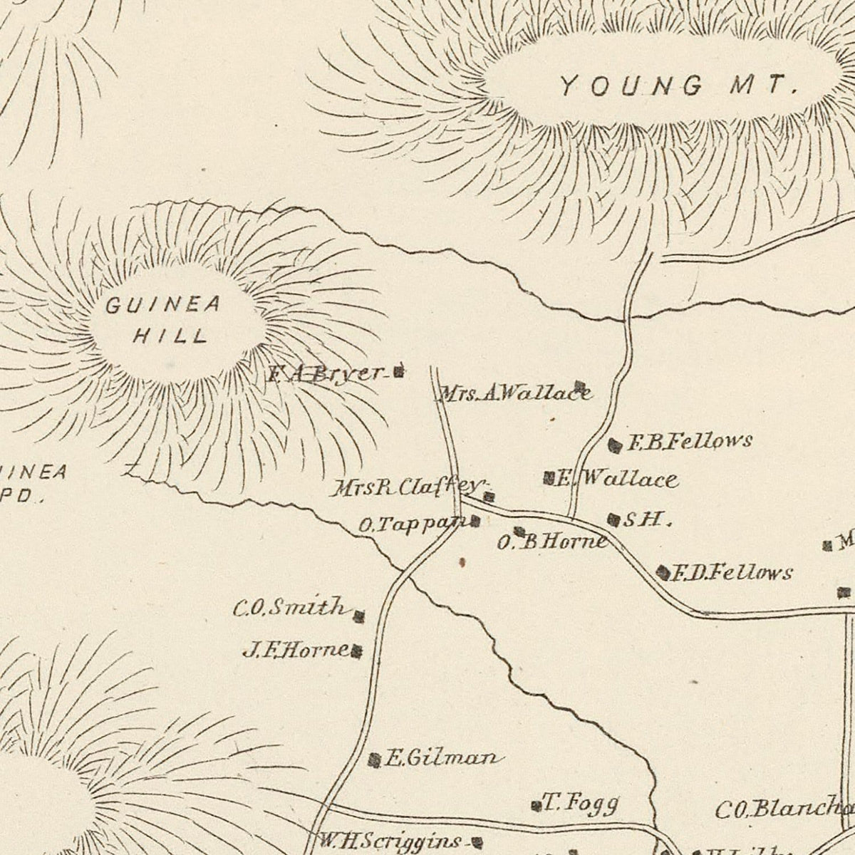 Restored historic details from the 1892 city map of Sandwich, New Hampshire