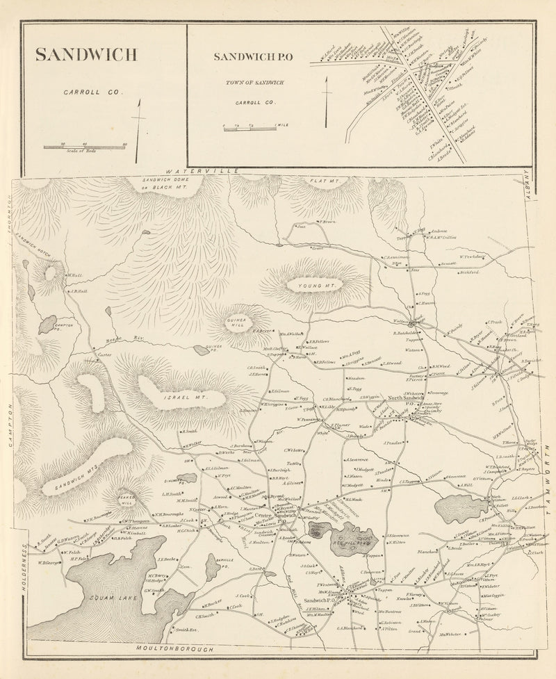Size comparison using Vintage Map of Sandwich, New Hampshire 1892