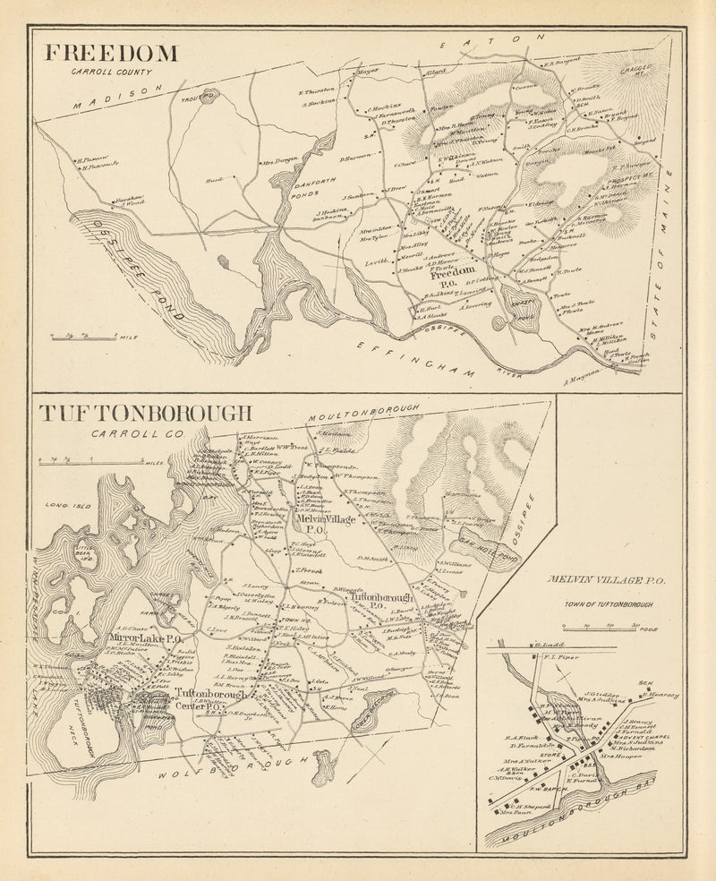 Size comparison using Vintage Map of Freedom, New Hampshire 1892