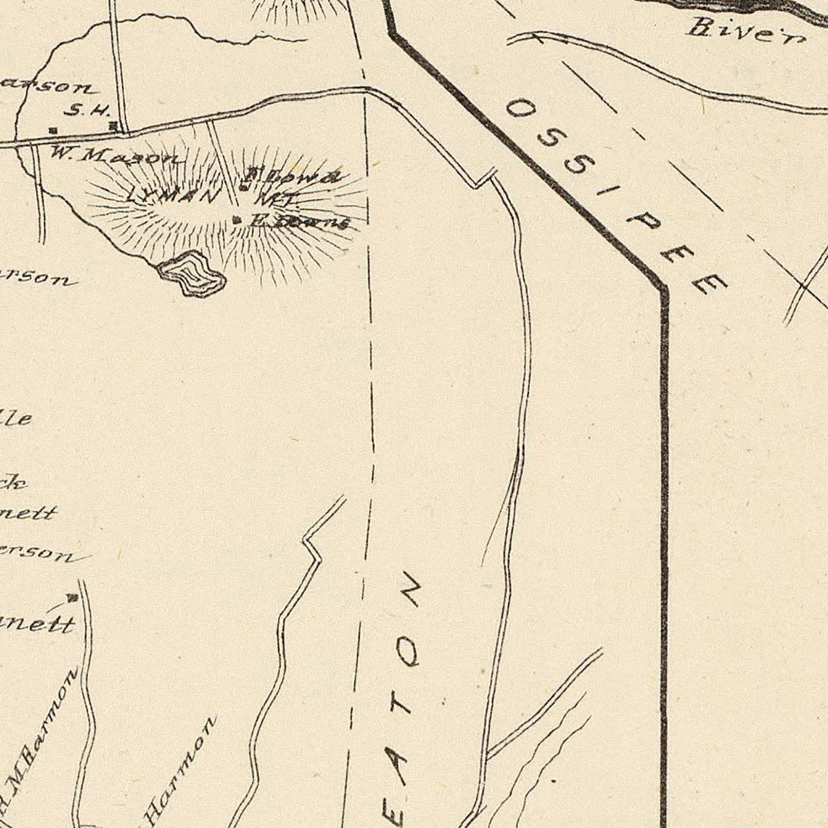 Restored historic details from the 1892 city map of Effingham, New Hampshire