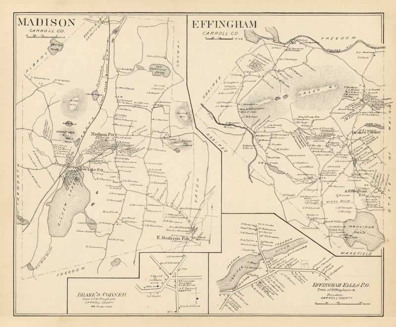 Size comparison using Vintage Map of Effingham, New Hampshire 1892