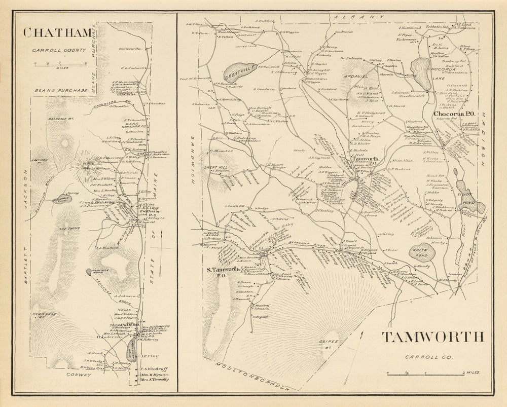 Vintage Map of Chatham, New Hampshire 1892 print style example