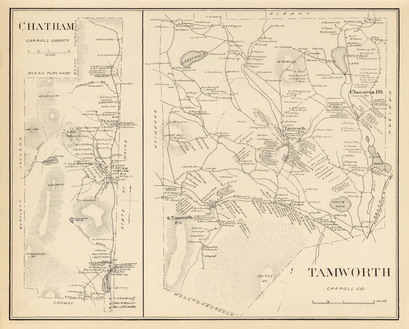 Size comparison using Vintage Map of Chatham, New Hampshire 1892