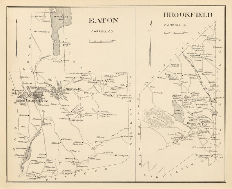 Size comparison using Vintage Map of Brookfield, New Hampshire 1892