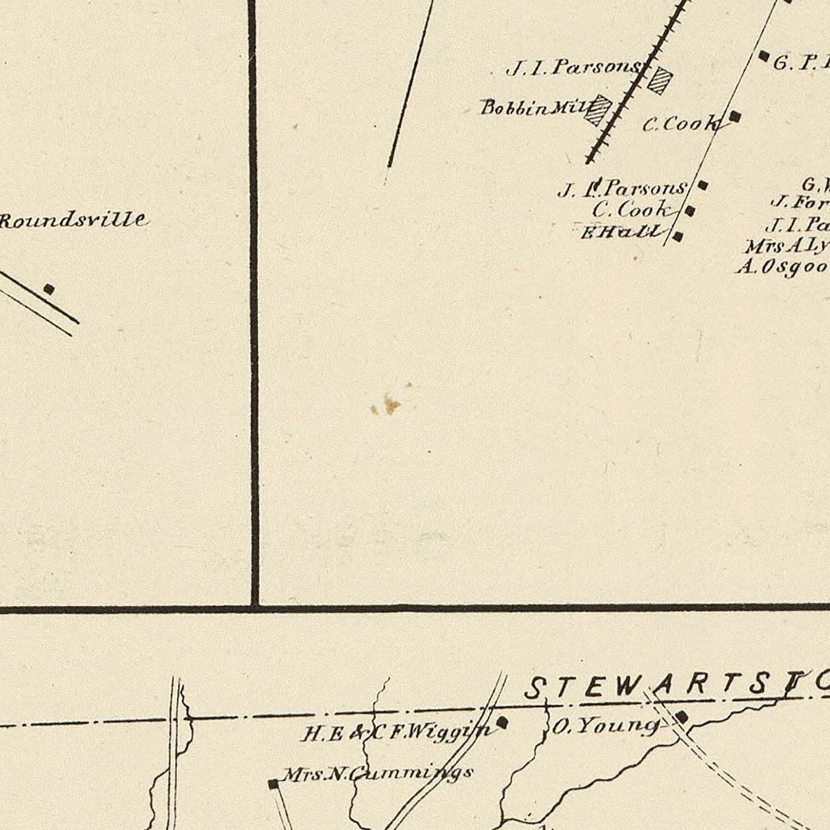 Restored historic details from the 1892 city map of Colebrook, New Hampshire