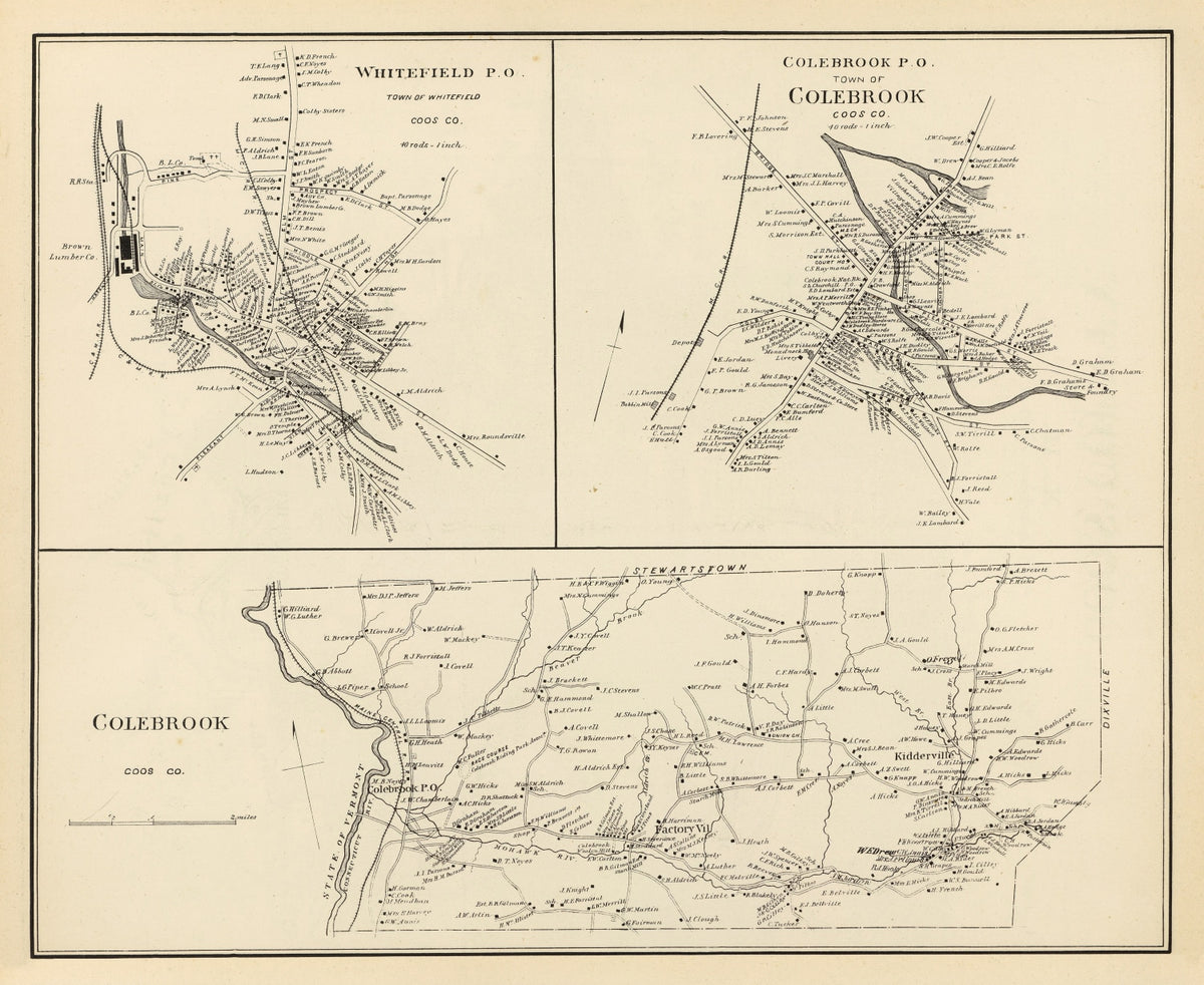 Preview of Vintage Map of Colebrook, New Hampshire 1892