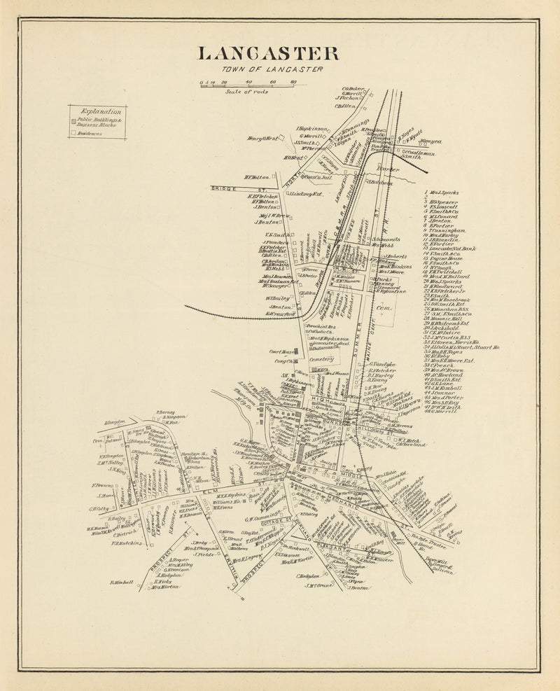 Size comparison using Vintage Map of Lancaster, New Hampshire 1892