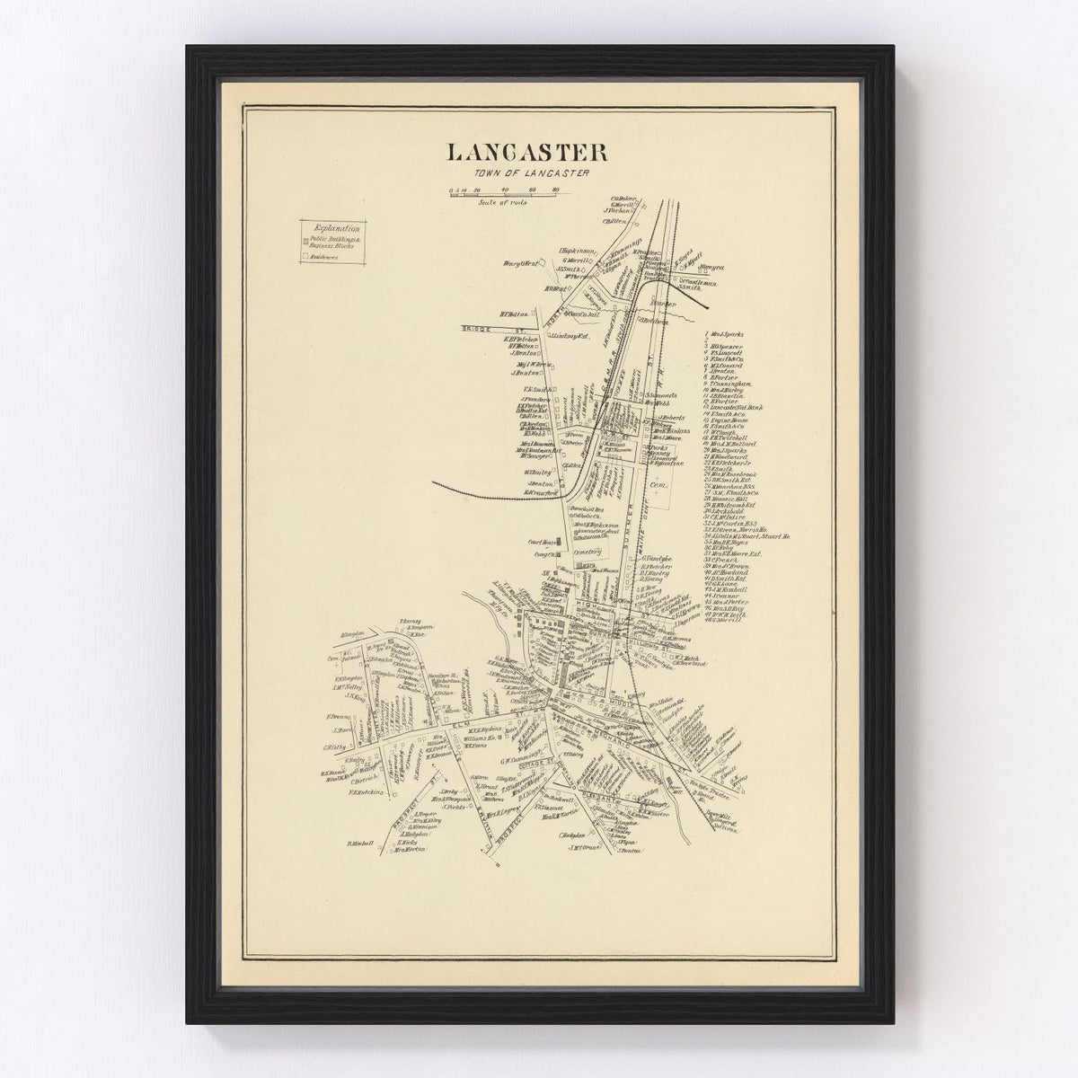 Lancaster Vintage Map 1892
