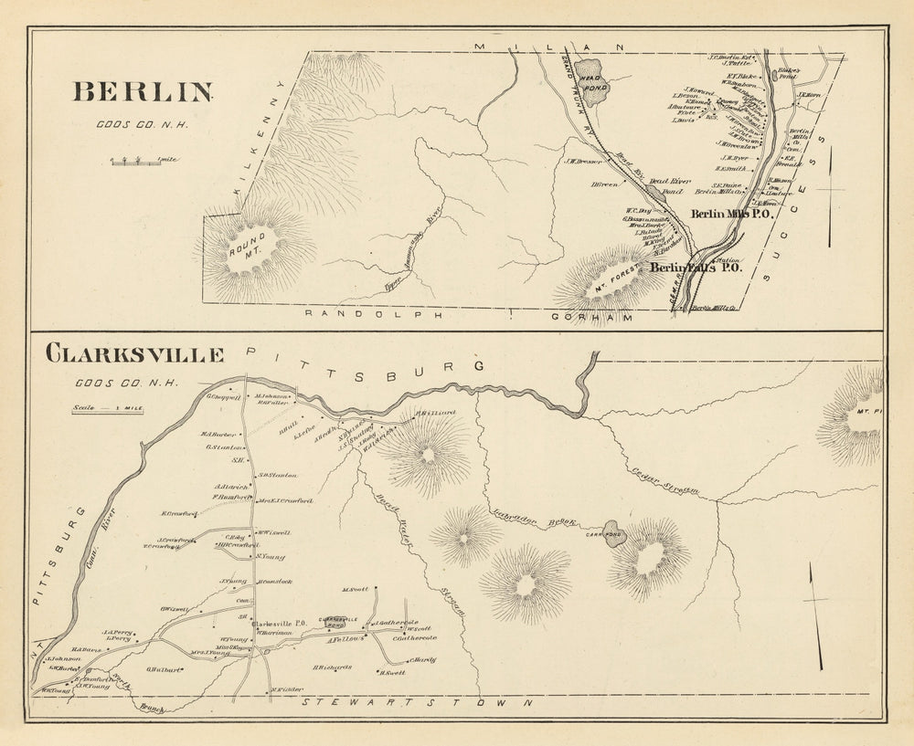 Vintage Map of Berlin, New Hampshire 1892 print style example