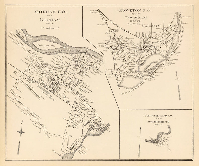 Size comparison using Vintage Map of Gorham, New Hampshire 1892