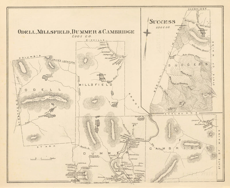 Size comparison using Vintage Map of Millsfield, New Hampshire 1892