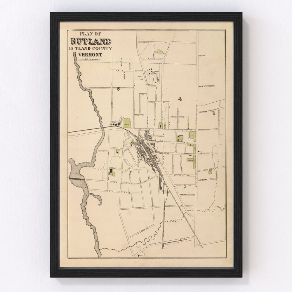 Rutland Vintage Map 1876