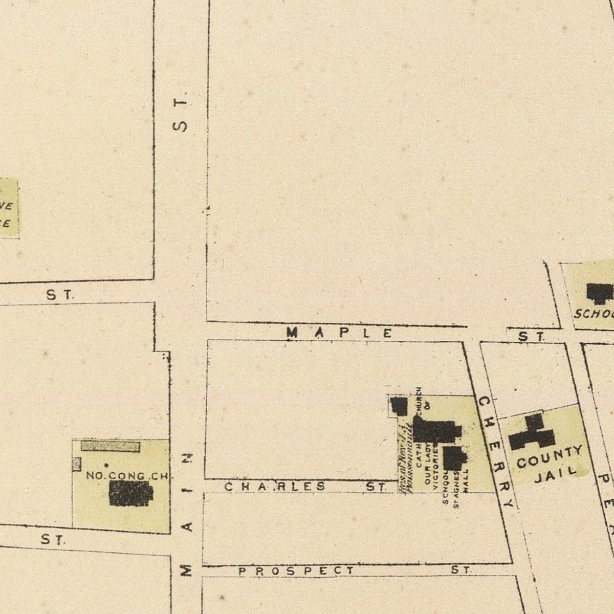 Restored historic details from the 1876 city map of Saint Johnsbury, Vermont