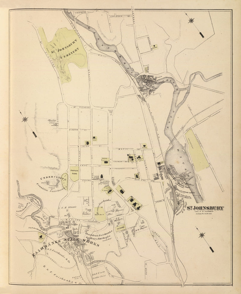 Size comparison using Vintage Map of Saint Johnsbury, Vermont 1876