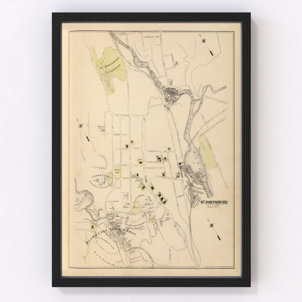 Saint Johnsbury Vintage Map 1876