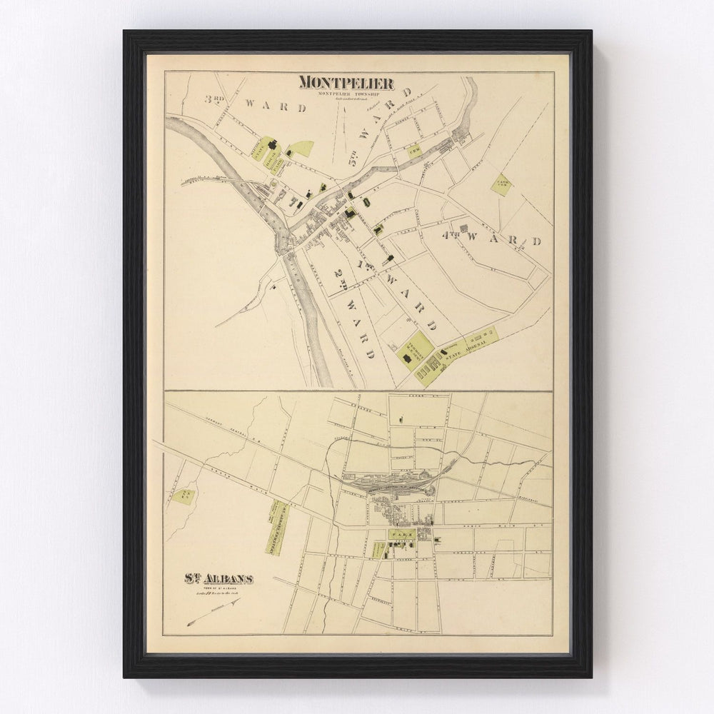 Montpelier Vintage Map 1876