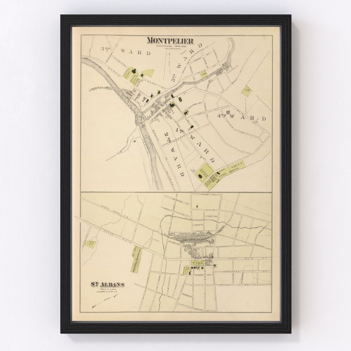 Montpelier Vintage Map 1876