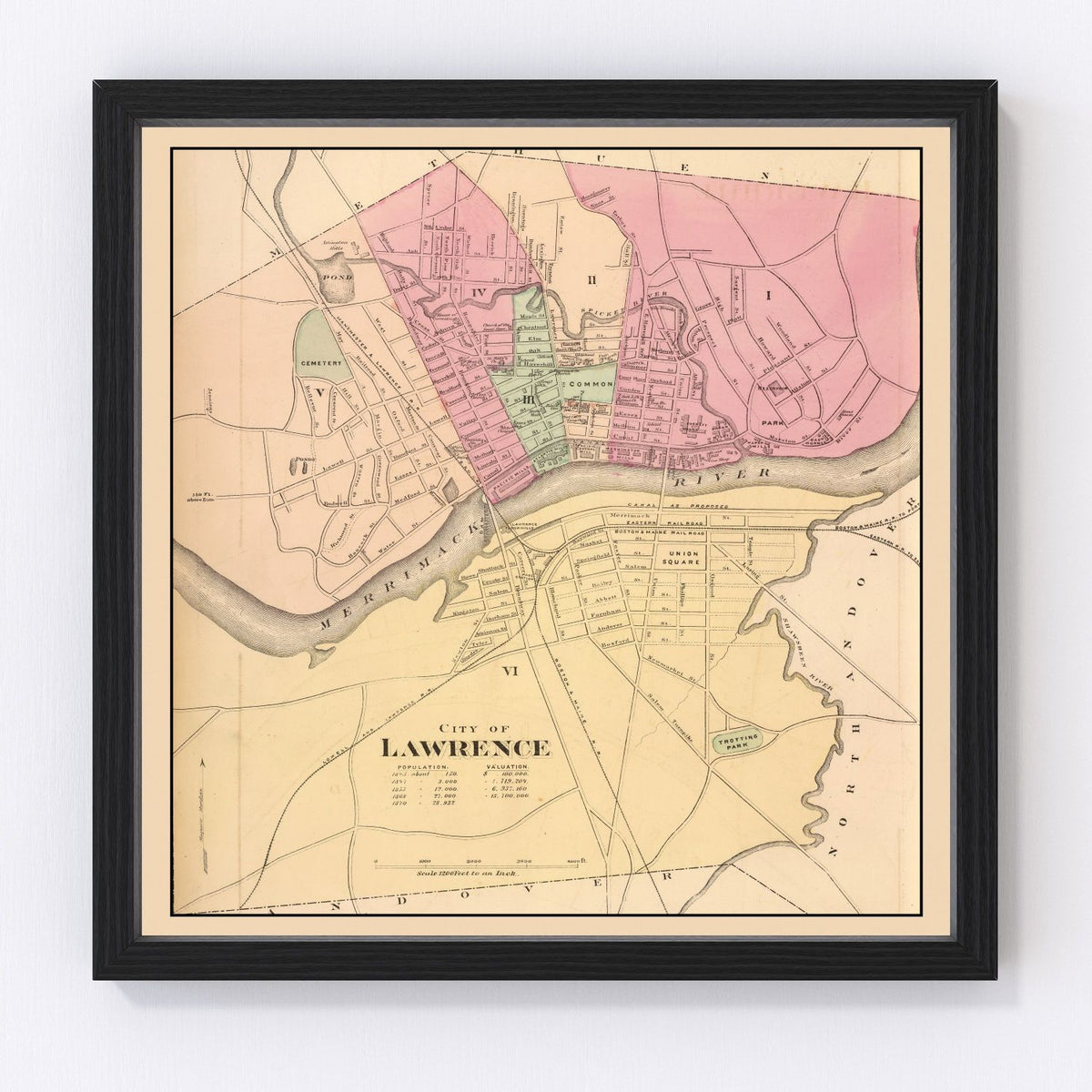 Lawrence Vintage Map 1871
