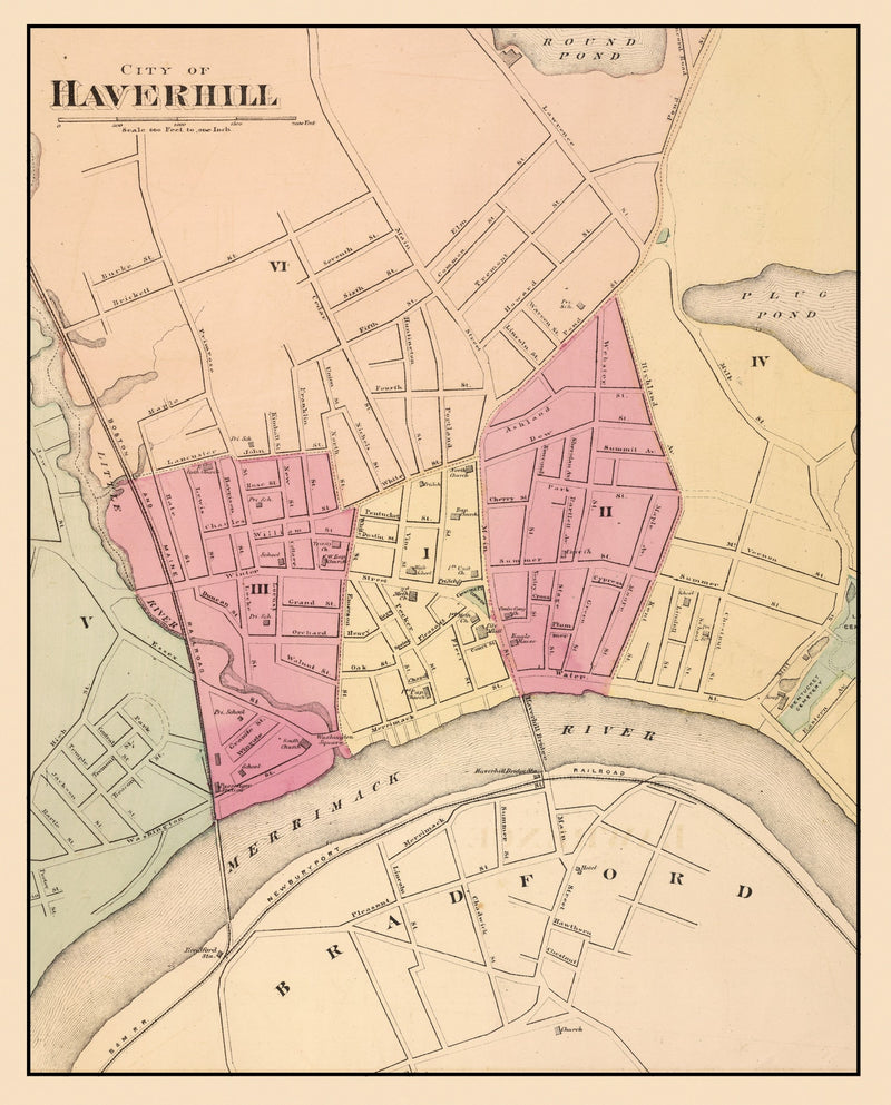 Size comparison using Vintage Map of Haverhill, Massachusetts 1871
