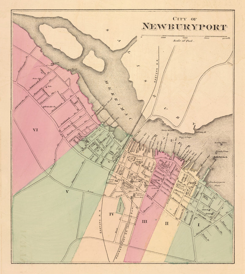Size comparison using Vintage Map of Newburyport, Massachusetts 1871