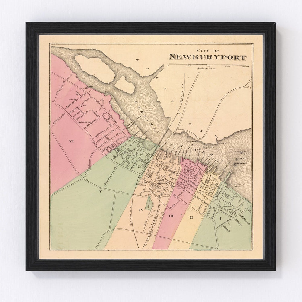 Newburyport Vintage Map 1871