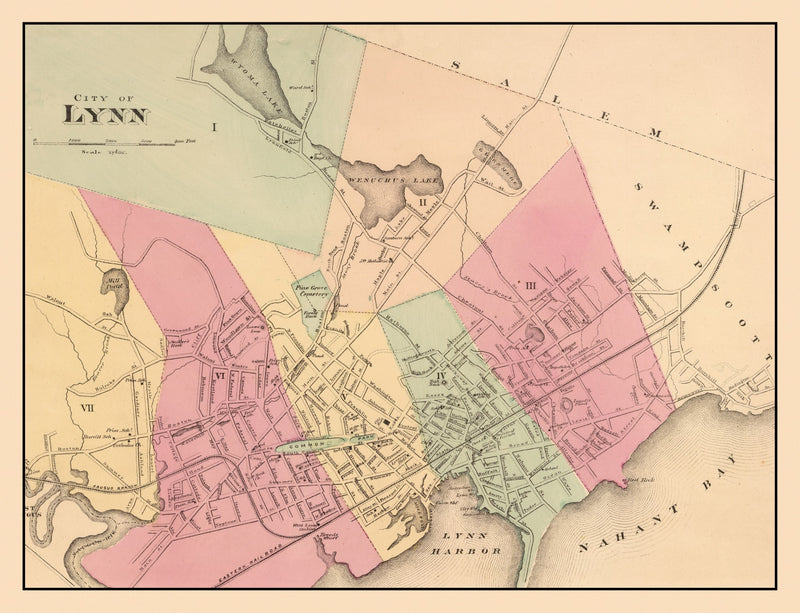 Size comparison using Vintage Map of Lynn, Massachusetts 1871