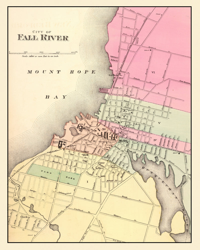 Size comparison using Vintage Map of Fall River, Massachusetts 1871