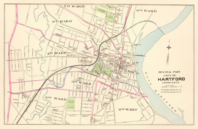 Size comparison using Vintage Map of Hartford, Connecticut 1893