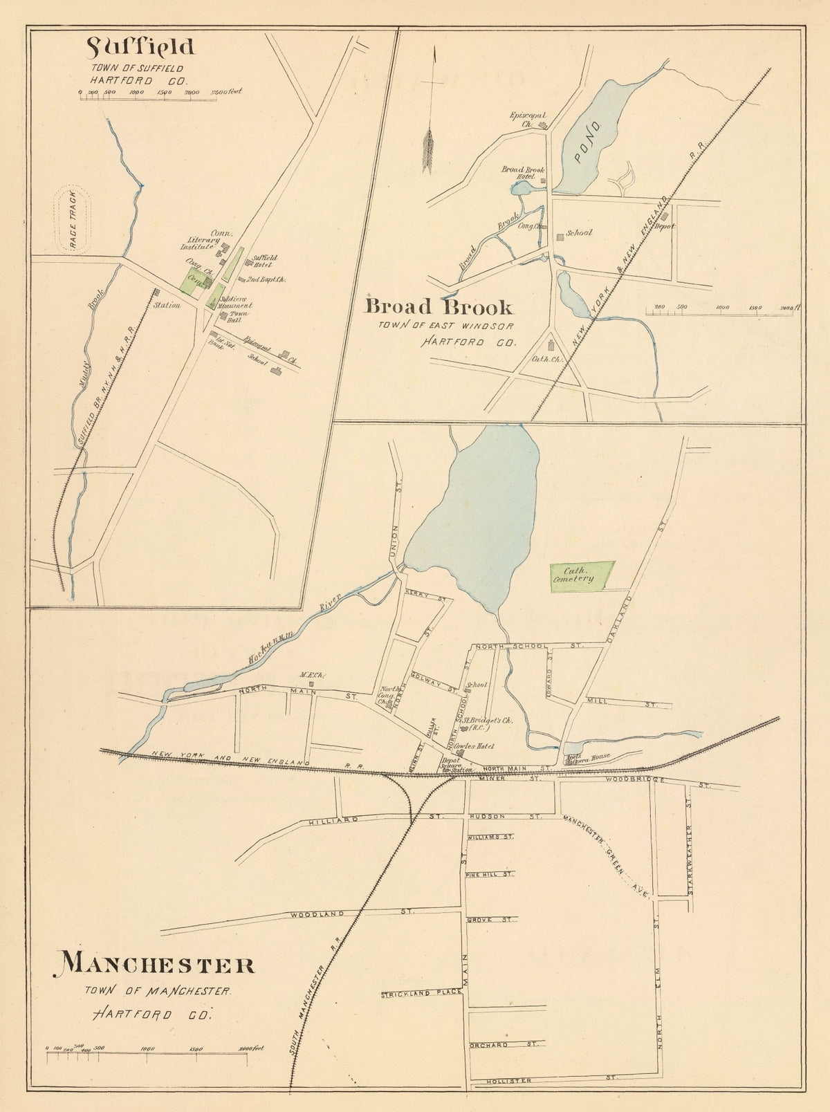 Preview of Vintage Map of Manchester, Connecticut 1893