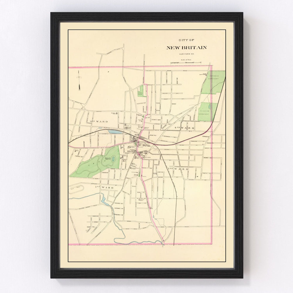 New Britain Vintage Map 1893