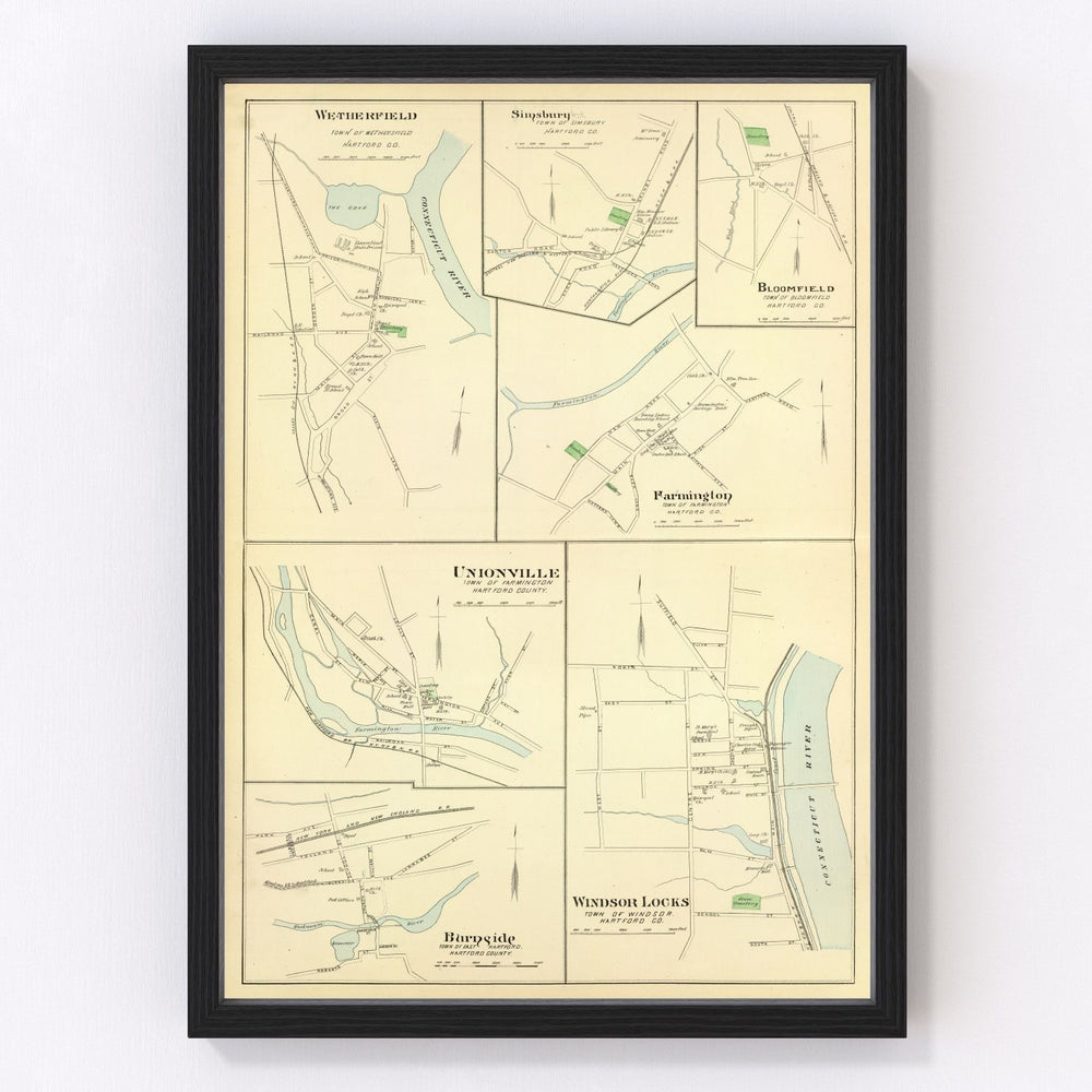 Wethersfield Vintage Map 1893