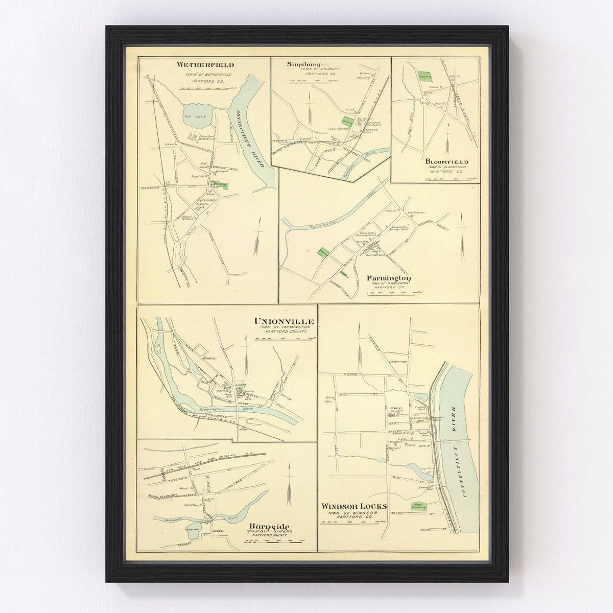 Wethersfield Vintage Map 1893