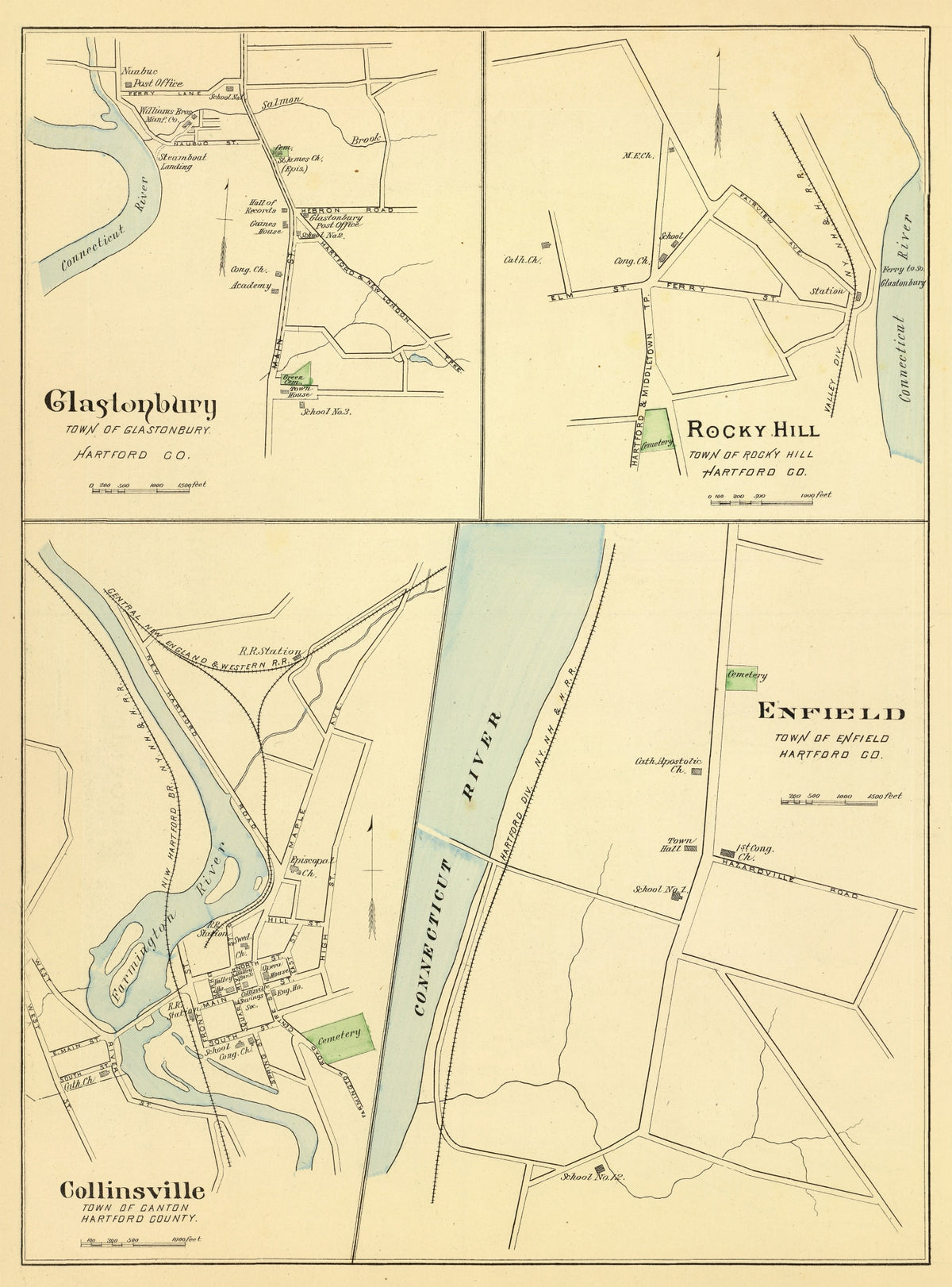Preview of Vintage Map of Collinsville, Connecticut 1893