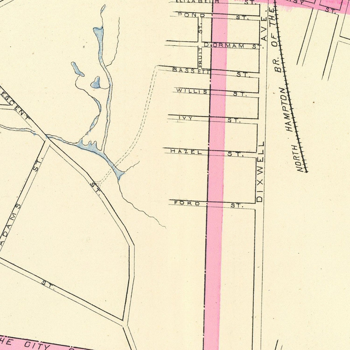 Restored historic details from the 1893 city map of Westville, Connecticut