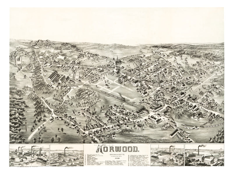 Size comparison using Vintage Map of Norwood, Massachusetts 1882