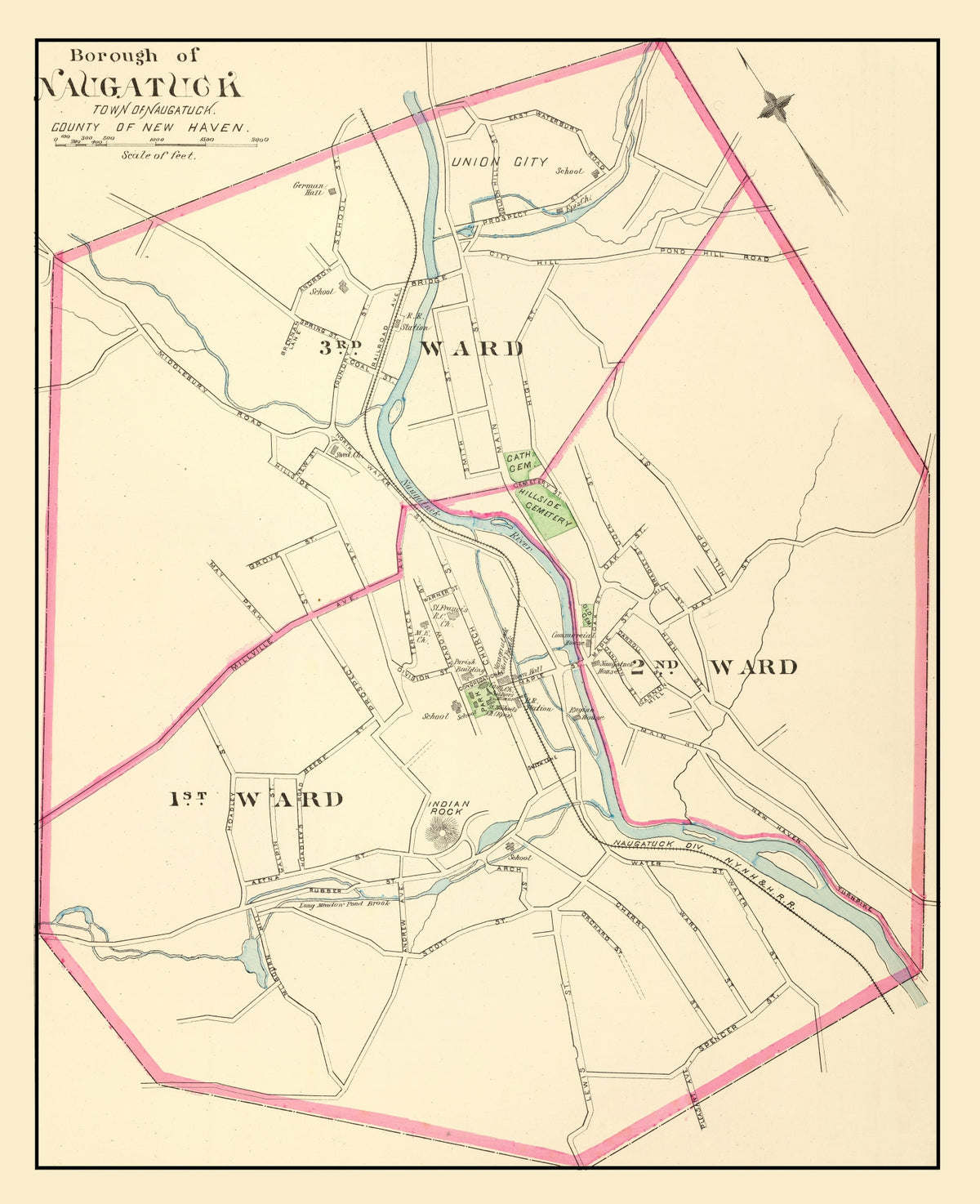 Preview of Vintage Map of Naugatuck, Connecticut 1893