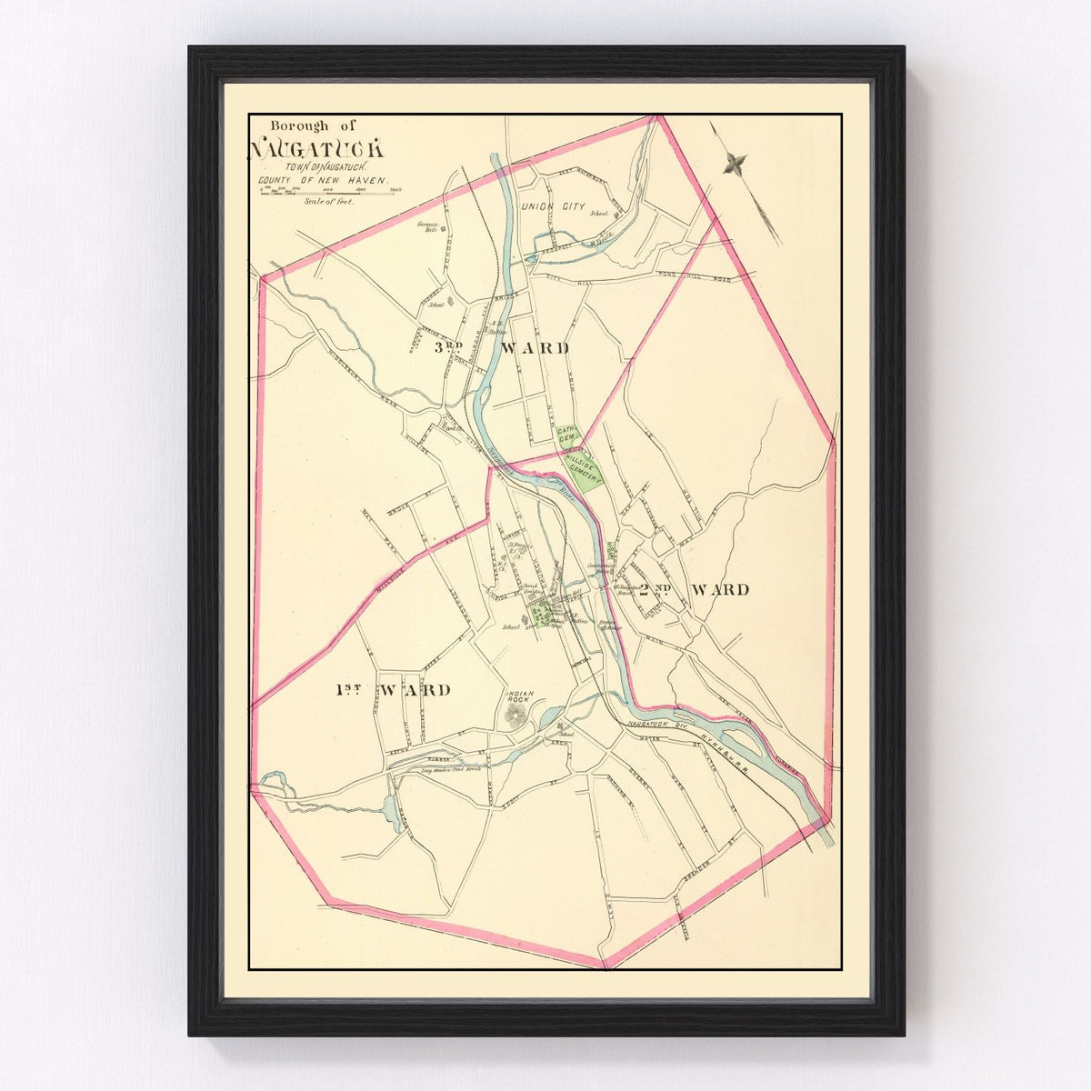 Naugatuck Vintage Map 1893