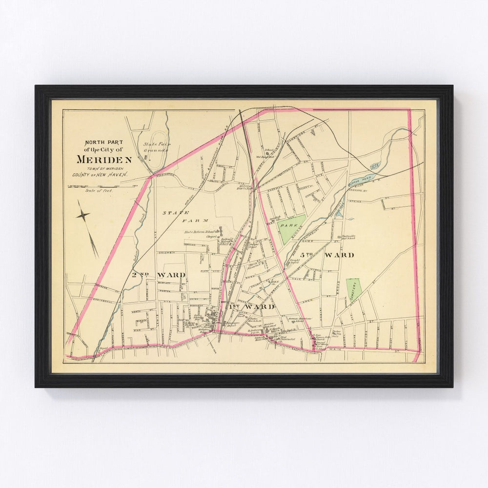 Meriden Vintage Map 1893